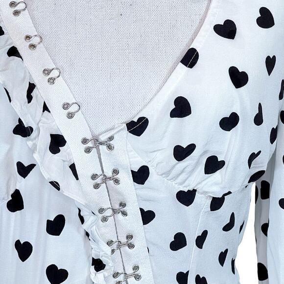 For Love and Lemons Top Heart Pattern Long Sleeve Size M - Picture 4 of 8